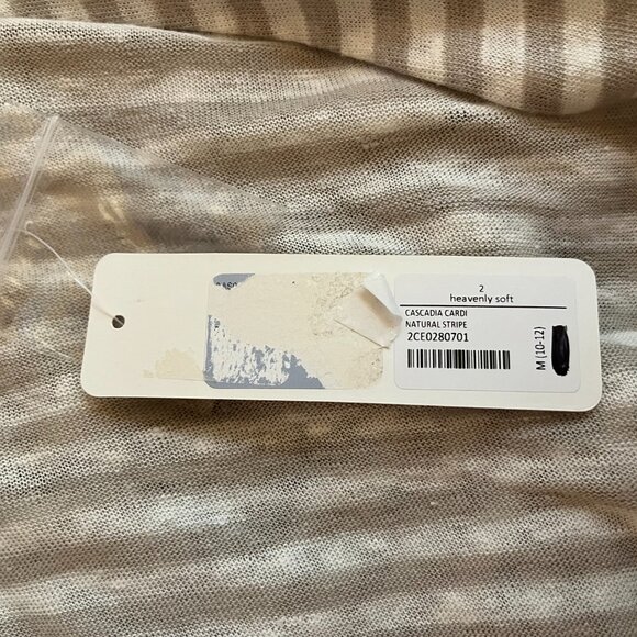 Soft Surroundings Size M Cascadia Cardi Sweater Beige White Striped *Flaw - Picture 10 of 11